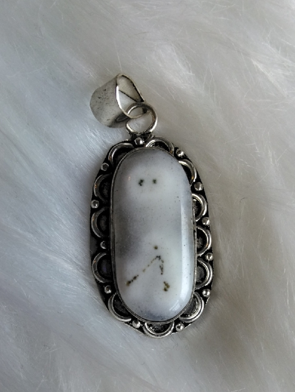 White Solar Quartz Silver Plated Gemstone Necklace Pendant